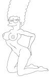 1girl marge_simpson monochrome nude nude_female png sexy sexy_body the_simpsons