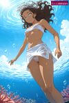  1girl ai_assisted ai_generated air_bubble avatar:_the_last_airbender bandeau bare_shoulders blue_eyes breasts brown_hair bubble cameltoe closed_mouth cloud coral covered_nipples dark-skinned_female dark_skin day female female_only freediving from_below hair_ornament hairclip katara long_hair looking_at_viewer medium_breasts navel nickelodeon nicktoons nipples ocean outside panties sarong see-through sky smile solo stelmazura strapless tube_top under_boob underwater water wet wet_clothes 