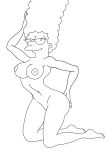  1girl marge_simpson monochrome nude nude_female png sexy sexy_body smile the_simpsons 