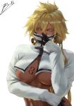  1girl big_breasts bleach blonde_hair brnn bubble_butt cleavage dark-skinned_female green_eyes harribel_tia horny inviting_to_sex looking_at_viewer pose standing teasing thick_thighs tia_harribel tier_harribel 