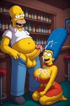 cum cum_on_cleavage cumshot facial homer_simpson male/female marge_simpson moe&rsquo;s_tavern sloppyai the_simpsons 