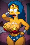 cosplay cum cum_on_cleavage facial female_only marge_simpson sloppyai the_simpsons wonder_woman_(cosplay)