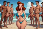 6+boys beach before_sex big_breasts big_penis bikini outside red_hair redhead redhead_female sloppyai sloppyai:cartoon