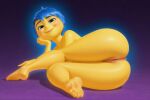 1girl 2026 ai_generated anus ass blue_eyes blue_hair breasts charles2001 disney eyebrows eyelashes female_only hips inside_out joy_(inside_out) navel open-mouth_smile open_eyes open_mouth pink_nipples pixar pussy sexy_breasts yellow_skin