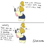  big_breasts exhibitionism isabelle_(animal_crossing) shortstack 