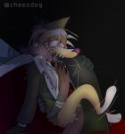  ahegao alfreds_playhouse anthro artist_name artist_signature blush body_fur breath brown_fur brown_skin canid canine canis cheezdog clothed clothed_male clothed_sex clothing coat colored_skin constricted_pupils couch dark dictator_pickles drooling eyes_rolled_back furry_male gay gloves half-closed_eyes hat headwear heavy_breathing jacket long_sleeves long_tongue lucifer_alfer_(alfred_alfer) male male/male male_only male_penetrating male_penetrating_male moan moaning multiple_boys on_couch open_mouth open_shirt partially_clothed penis saliva sex sharp_teeth sitting solo suit sweat tail teeth text tongue tongue_out uniform yaoi 