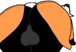  1dickgirl 1girl anthro ass ass_focus black_fur chinese_female chubby chubby_female furry glasses jacket nerd nerdy_female original_character panda partially_clothed testicle thick_legs thick_thighs trans_woman trans_woman_(lore) white_fur 