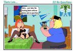  bra cellphone chris_griffin family_guy lois_griffin panties spread_legs stockings thighs 