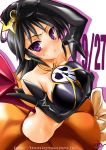  1girl ayamine_kei black_hair blush cosplay elbow_gloves gloves melissa_seraphy melissa_seraphy_(cosplay) muv-luv muvluv pumpkin purple_eyes short_hair skull solo tnonizyou waga_mama_capriccio watermark web_address web_address_without_path 