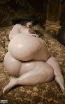  1girl alcina_dimitrescu bhigbhee big_breasts black_hair brown_eyes bubble_butt cleavage horny inviting_to_sex lady_dimitrescu laying laying_down laying_on_bed looking_at_viewer naked_female nude nude nude_female on_bed pose resident_evil resident_evil_8:_village shaved_pussy teasing thick_thighs 