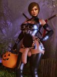  1girl 3d ada_wong asian balls black_dress black_nails breasts brown_eyes brown_hair brunette chinese_dress dickgirl dress elbow_gloves eye_contact eyebrows eyelashes eyeliner eyes eyeshadow female_human female_only fence fingerless_gloves futa futanari games gloves grass halloween halloween_costume hand_on_hip human human_only jack-o&#039;-lantern leather_boots legs looking_at_viewer penis pink_skin posing pumpkin render resident_evil resident_evil_2 short_hair solo_female standing standing_up swords teasing trees video_games weapons xps 