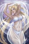 1_girl 1girl belly_dancer bishoujo_senshi_sailor_moon blonde blonde_hair bra dancer_outfit female female_only long_blonde_hair long_hair long_twintails mostly_nude panties sailor_moon solo tsukino_usagi twin_tails usagi_tsukino