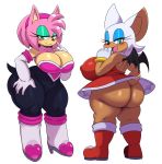 2_girls 2girls amy_rose amy_rose_(cosplay) animal_ears anthro ass bare_shoulders bat_ears bat_wings belly big_breasts blush bob_cut bodysuit boots breasts clavicle cleavage curvaceous dress duo erect_nipples erect_nipples_under_clothes fang feet female_only full_body furry gigantic_ass gloves green_eyes half-closed_eyes hand_on_hip happy high_heel_boots high_heels high_resolution huge_ass huge_breasts large_ass laughing legs_up long_ears looking_at_viewer multiple_girls naughty_face nipples no_bra no_humans nopan open_mouth outfit_swap pantyhose pink_hair pink_skin plump pointed_ears purple_legwear purple_thighhighs red_boots red_dress rouge_the_bat rouge_the_bat_(cosplay) seductive_smile sega shiny shiny_clothes shoes short_hair sideboob simple_background skin_tight smile smug sssonic2 stockings sweatdrop swimsuit tail talking thick_thighs thighs third-party_edit under_boob voluptuous white_background white_gloves white_hair wide_hips wings