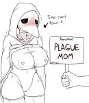  big_breasts blush breasts embarrassed leotard margaret nipples plague_doctor plaguemom_margaret vetis 