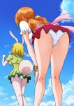 2_girls animal_ears ass bunny_ears bunny_girl carrot_(one_piece) dress furry kneepits long_hair nami_(one_piece) one_piece orange_hair outdoor outside panties pantyshot tail underwear upskirt white_panties