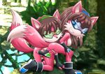 2_girls archie_comics ass bbmbbf breasts female/female female_only fingering glasses leeta leeta_wolf lyco lyco_wolf mobius_unleashed nude outside palcomix pussy sega sonic_(series) sonic_the_hedgehog_(series) yuri