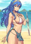 alluring beach bikini blue_eyes blue_hair fire_emblem fire_emblem_awakening lucina lucina_(fire_emblem) nintendo redjet swimsuit tiara