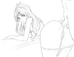 1boy 1girl anal anal_penetration anal_sex bent_over biting_lip female genei_ibun_roku genei_ibunroku_#fe long_hair looking_back male male/female monochrome novam nude oribe_tsubasa panties_around_thighs panties_down penis_in_ass pussy sex taken_from_behind tokyo_mirage_sessions_#fe tsubasa_oribe