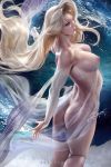 1girl ass blonde_hair breasts disney elsa elsa_(frozen) female female_only frozen_(movie) long_hair looking_at_viewer mostly_nude solo standing zumi* zumi_(artist) zumi_(zumidraws)