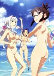 3girls akizuki_ritsuko ass breasts completely_nude decensored female glasses high_resolution idolmaster idolmaster_(classic) miura_azusa nipples nude nude_filter outdoor outside pussy semi-rimless_glasses shijou_takane standing thigh_gap third-party_edit uncensored very_high_resolution