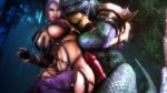  1boy 1girl 3d aeon_calcos breast_grab erection interspecies isabella_valentine lizard lizardman male_on_female noname55 penis scalie soul_calibur standing 