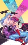 2_girls breast_sucking darkstalkers huge_breasts lilith_aensland morrigan_aensland succubus yuri