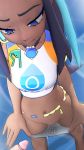  1boy 1girl cum_in_panties dark-skinned_female erect_penis greatm8 hetero looking_at_penis looking_down nessa_(pokemon) panties_down panty_pull penis_grab pokemon pokemon_character semen_on_panties uncensored 