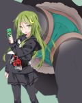 1girl 1girl green_hair green_panties kamen_rider long_hair mtu_(orewamuzituda) multiple_views panties underwear