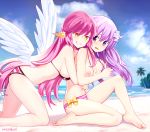 1girl 2_girls breasts crossover high_resolution hyperdimension_neptunia jibril_(no_game_no_life) makai_tenshi_jibril multiple_girls nepgear neptunia_(series) nipple_slip nipples no_game_no_life rezodwel yuri