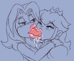 2_girls blush candy_kong crown donkey_kong_(series) french_kiss furry kissing nintendo princess_peach saliva super_mario_bros. tongue tongue_out ungulatr yuri