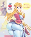 1girl 1girl ass big_ass blonde_hair gem jewelry long_hair nintendo princess_zelda smile stockings supersatanson the_legend_of_zelda thick_thighs thighs