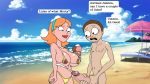 beach big_breasts bikini bikini_aside cumshot huge_breasts huge_penis ice_cream jessica_(rick_and_morty) morty_smith nipple_slip rick_and_morty sbb