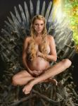 1girl blonde_hair breasts cum cum_on_breasts cum_on_chin cum_on_face cum_on_fingers cum_on_hands cum_on_leg cum_on_lips cum_on_stomach female female_human female_only game_of_thrones human indoors long_hair looking_at_viewer myrcella_baratheon nell_tiger_free nude pregnant pregnant_belly pregnant_female pussy sitting solo throne titflaviy