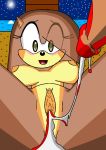 1girl 5_toes anthro bangs barefoot beach beach_towel blood blush blushes breasts brown_fur chloe_the_hedgefox edit fan_character fox hazel_eyes hedgefox light_brown_hair long_hair looking_at_viewer moon moonlight night nipples nude original_character pussy sega sonic_(series) sonic_fan_character sonic_fancharacter sonic_oc sonicgalaxy27 zax_the_firehog