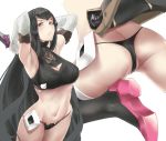 1girl alternate_costume ass big_ass black_panties cosplay fate_(series) impossible_shirt jack_the_ripper_(fate) multiple_views panties revealing_clothes semiramis_(fate) underwear