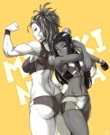  2_girls abs ass bracelet breasts captain_mizuki crossover dark_skin games long_hair looking_back medium_breasts muscle navel nessa_(pokemon) nintendo one-punch_man pokemon 