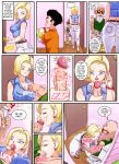 android_18 bathroom big_ass big_breasts blonde_hair dragon_ball dragon_ball_super dragon_ball_z fellatio huge_ass huge_breasts krillin master_roshi milf old_man oral pinkpawg