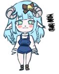  1girl blue_hair chibi fanart female_only full_body kotone_asahi sheep sheep_girl solo_female vtuber white_background 