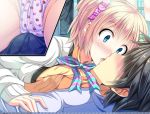  akaza blonde_hair breast_grab cameltoe change!_ano_musume_ni_natte_kunkun_peropero erection_under_clothes kinumura_ui kissing may-be_soft non-nude strawberry_panties surprise 