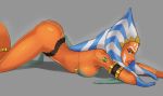 1girl ahsoka_tano alien_girl angry ass_up before_sex biki_slave bikini blue_eyes clone_wars female female_alien female_only looking_at_viewer mostly_nude orange_skin slave slave_bikini solo star_wars sunsetriders7 togruta