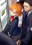 ass_grab chikan idolmaster idolmaster_million_live! molestation non-nude orange_hair school_uniform train_interior yabuki_kana