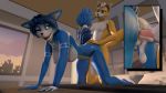 bed climax cum cum_in_pussy cum_leaking doggy_position duo duo_focus fox_mccloud krystal orgasm star_fox vixen vulpine