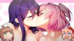  4girls blue_hair blush brown_hair doki_doki_literature_club embarrassed kissing kissing long_hair monika_(doki_doki_literature_club) natsuki_(doki_doki_literature_club) orange_hair pink_hair sayori_(doki_doki_literature_club) short_hair yuri yuri_(doki_doki_literature_club) 