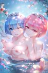 1girl 2_girls big_breasts blue_eyes blue_hair breast_grab breasts completely_nude grabbing_from_behind groping high_resolution multiple_girls nipples nude pink_eyes pink_hair r-18 ram_(re:zero) re:zero_kara_hajimeru_isekai_seikatsu rem_(re:zero) siblings sister_and_sister twins yuri