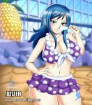  1girl alluring big_breasts bikini bikini_bottom bikini_top blue_hair bluegraves breasts censored curvy fairy_tail food huge_breasts ice_cream juvia_lockser juvia_loxar legs looking_at_viewer revealing_clothing seductive sexually_suggestive short_skirt skirt smile tank_top thick thick_thighs thighs wide_hips 