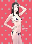 1girl bikini black_hair breasts eizouken eizouken_ni_wa_te_wo_dasu_na! glass keep_your_hands_off_eizouken long_hair micro_bikini navel panties sayaka_kanamori small_breasts swimsuit underwear