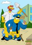 chief_wiggum groundskeeper_willie just_cartoon_dicks pants_down the_simpsons yaoi