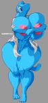 1girl 1girl 2019 3_toes 5_fingers abs anthro areola big_breasts blue_body blue_fur bottomless breasts cartoon_network clothed clothing covering covering_breasts crossed_arms daiidalus digital_media_(artwork) domestic_cat felid feline felis fingers fur furry genitals grey_background high_res holding_breast huge_breasts hyper hyper_breasts mammal muscular muscular_female navel nicole_watterson nipples nude open_shirt pussy shirt simple_background the_amazing_world_of_gumball thick_thighs toes topwear wide_hips