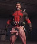 1boy 3d abs deadpool erect_penis erection male marvel marvel_comics mostly_clothed muscle muscles muscular offering presenting_penis showing_penis standing wade_wilson yolco