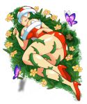 1girl butterfly cleavage female female_only flowers grass green_hair high_heels huge_ass huge_breasts humanized loop minus8 nintendo piranha_plant plant sleeping solo solo_female super_mario_bros. tagme webm